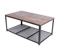 BAKAJI Table Basse pour canapé de Salon rectangulaire Design Moderne Industriel Structure en métal avec Plateau inférieur Piao Support en Bois