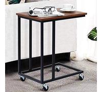 BAKAJI Table Basse pour Salon à café avec Plateau en Bois, Structure en métal, Design Moderne Industriel avec roulettes, 50 x 35 x 60 cm