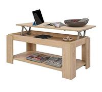 BAKAJI Table Basse Salon avec Rehausseur et Conteneur Table Canapé Salon Design Moderne Ouvrable en Bois Mélamine Dimensions 100 x 50 x 43 cm (Beige)