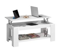 BAKAJI Table Basse Salon avec Rehausseur et Conteneur Table Canapé Salon Design Moderne Ouvrable en Bois Mélamine Dimensions 100 x 50 x 43 cm (Blanc)