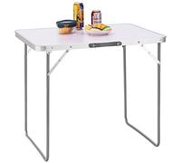 BAKAJI Table de Camping Pique-Nique Blanche, Structure en Aluminium, système Pliable avec poignée pour Transport Facile, Table pour Jardin et Repas en Plein air, Dimensions 60 x 80 x 68 cm