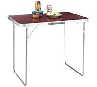 BAKAJI Pliante PIC NIC Table de Camping Pique-Nique avec poignée Effet Bois 60 x 80 x 68 cm Pliable extérieur, Aluminium, Marron, Standard