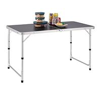 BAKAJI Table de Camping Pique-Nique Grise avec Hauteur réglable, Structure Aluminium, système Pliable avec poignée Transport facilité, idéale pour Le Jardin et Les Repas extérieurs, 60 x 120 x 70 cm