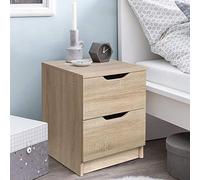 BAKAJI Table de Chevet Chambre à Coucher, Armoire Commode 2 tiroirs Poignée à Fente Design Moderne en Bois MDF Meubles Maison Taille 50 x 40 x 40 cm (Chêne)