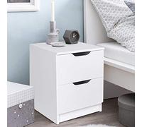 BAKAJI Table de Chevet pour Chambre à Coucher, Armoire de Rangement, 2 tiroirs, poignée Fendue, Design Moderne, en Bois, MDF, Meuble Maison, Dimensions 50 x 40 x 40 cm (Blanc)