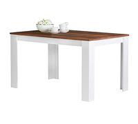BAKAJI Table de Salle à Manger Cuisine Forme rectangulaire Design Moderne en Bois MDF Finition mélamine, Dimensions 120 x 80 x 74 cm, décoration Maison (Blanc et Noix)