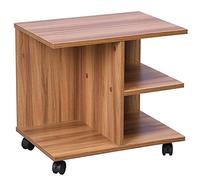 BAKAJI Table de Salon Multifonction avec roulettes en Bois mélaminé, pour café, canapé, Meuble de télé, Porte-revues, Table de Nuit (Noyer)