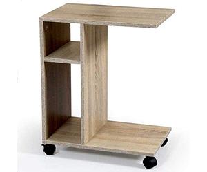 BAKAJI Table de séjour en Caffe Porte PC Table Salon Latérale Canapé en Bois MDF avec 2 Étagères Bibliothèque Design Moderne avec Roues 45 x 30 x 56 cm