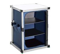 BAKAJI Table Meuble Cuisine de Camping Picnic Armoire Pliable Structure en métal et Tissu 3 étages intérieurs Buffet Camping Fermeture avec Fermeture éclair Bleu Mallette Transport avec poignées