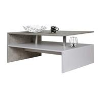 BAKAJI Table Moderne pour Salon, Polycarbonate Bois d'ingénierie Métal, Blanc et Gris Effet béton, 90 x 59,5 x 42 cm