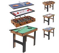 BAKAJI Table Multi 4 en 1 en Bois avec Jeux interchangeables Sportifs multijoueurs Football Billard Ping Pong Air Hockey Jouet pour Enfants Taille 87 x 43 x 73 cm, 8057711887033, Blanc