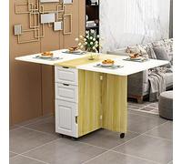 BAKAJI Table Pliante, d'ingénierie Bois, Blanc/Chêne, 140x70x76 cm