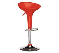 BAKAJI Tabouret de Bar de Cuisine Hauteur réglable, Base en Acier chromé et Assise en ABS pivotant Maison (Rouge)