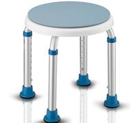 BAKAJI Tabouret de Douche avec 8 Niveaux de Hauteur réglable, Chaise de Salle de Bain pivotante à 360 °, Support avec Pieds antidérapants, portée jusqu'à 150 kg, Assise de Baignoire idéale pour