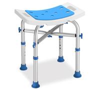 BAKAJI Tabouret de Douche pour Personnes âgées, handicapées et Personnes à mobilité réduite, Structure en Aluminium avec Pieds antidérapants et Base Stable, Chaise de Baignoire avec Trous de Drainage