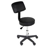 Tabouret Bakaji Estetista avec Dossier et Assise en Cuir synthétique Noir