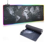 BAKAJI Tapis de Souris pour Clavier de Jeu avec lumière LED RGB 7 Couleurs 14 Modes de Changement de Couleur Taille 90 x 40 cm XXL Tapis Souris en Tissu Ultra léger imperméable Base antidérapante