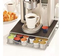 Bakaji Tiroir amovible et de rangement pour capsules et dosettes de café Nespresso, Nescafé, Lavazza, en métal, structure argentée, dessus noir