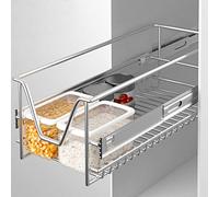 BAKAJI Tiroir télescopique meuble cuisine panier étagère amovible meuble gain de place avec rail en acier inoxydable (30 cm)