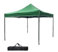 BAKAJI Tonnelle 3 x 3 mètres Pliable Tissu Polyester imperméable Structure en métal refermable à accordéon, Tente portative Juste marché Jardin extérieur + Sac de Transport (Vert)