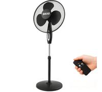 BAKAJI Ventilateur à colonne de puissance 45 W diamètre pale 40 cm 3 vitesses sélectionnables Hauteur réglable Oscillation horizontale et télécommande pour contrôle à distance (Noir)