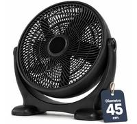 BAKAJI Ventilateur de sol en acier avec pelle de 45 et 50 cm inclinable puissant moteur à 3 vitesses, tête rotative avec angle d'inclinaison jusqu'à 100° (pelle 45 noir)
