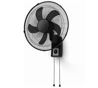 BAKAJI Ventilateur mural avec grille de 43 cm, 3 niveaux de vitesse sélectionnables, 5 pales, 65 W de puissance avec oscillation latérale automatique, noir