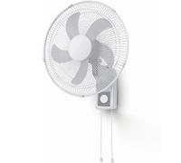 BAKAJI Ventilateur mural avec grille de 43 cm, 5 pales, 3 niveaux de vitesse sélectionnables, 65 W de puissance avec oscillation latérale automatique, blanc