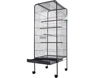 BAKAJI Volière à Oiseaux pour perroquets, canaris, perruches, Hauteur 150 cm, Grande Cage métallique, tiroir Extensible pour Sable (150 cm)