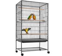 BAKAJI Volière pour Oiseaux perroquets canaris perruches 135 x 78 x 52 cm Grande Cage en métal Bird House tiroir Amovible pour Sable (135 cm)