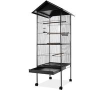 BAKAJI Volière pour Oiseaux perroquets canaris perruches Hauteur 150/160 cm Cage Grande en métal Bird House tiroir extractible pour Sable (160 cm)