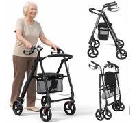 BAKAJI Walker Rollator Support avec support pour parapluie, idéal pour personnes âgées, handicapées et personnes à mobilité réduite