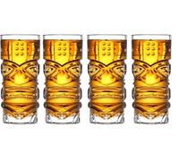 BAKAMITAYI Lot de 4 verres Tiki en verre, parfaits pour Mai Tai, cocktails exotiques zombies, boissons aux îles tropicales, bar professionnel hawaïen, fête hawaïenne