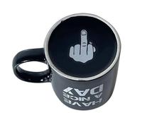 BAKAMITAYI Tasse à café avec doigt d'honneur 3D amusant à l'intérieur du vôtre, cadeau pour la famille pour le meilleur poisson d'avril, la Saint-Valentin, un anniversaire (blanc, noir, 300 ml) (noir)