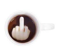 BAKAMITAYI Tasse à café avec doigt d'honneur 3D amusant - Cadeau amusant pour la famille Saint-Valentin, poisson d'avril, anniversaire (blanc, noir, 300