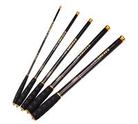 BAKAWA cannes à pêche ultralégères en carbone 1.8 M-7.2 M Portable télescopique voyage Mini flux mangeoire pôle dur Pesca carpe eau douce Black