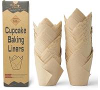 Bake Choice Caissette Muffins Papier Tulipe 200 Pièces,Naturel Sans Blanchiment,Papier Nordic de 75 g/m²,plus épaisses et plus Résistantes,Taille Standard