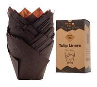 Bake Choice Caissette Muffins Papier Tulipe Grand,100 Pièces,Caissette Muffins Brun,pour Fêtes & Noël