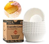Bake Choice Lot de 200 doublures à cupcakes blanches standard pour la pâtisserie, doublure naturelle améliorée, anti-adhésive et antidérapante, papier sulfurisé sulfurisé pour fête, mariage, Noël
