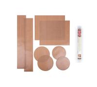 Bake-O-Glide Kit de pâtisserie essentiel - 4 cercles prédécoupés, 2 doublures murales en étain à gâteau, 2 plaques de cuisson plates, marron