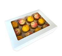 Bake Pro Lot de 5 boîtes à cupcakes de qualité alimentaire recyclables pour muffins ou cupcakes Blanc 33 x 24 x 7,5 cm