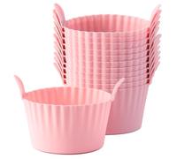 Bakecat Lot de 12 grands moules à muffins pour friteuse à air, ramequins pour friteuse à air, moule à œufs Rose