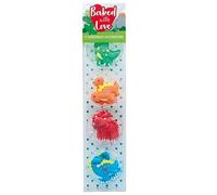 Baked with Love Lot de 12 décorations de cupcakes en forme de dinosaure, couleurs vives et colorées, faites à la main, comestibles en sucre pour gâteaux (0650132)