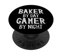 Baker by Day Gamer by Night Funny Local Pastry Bakery Owner PopSockets PopGrip Adhésif