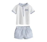BAKER BY TED BAKER Bébé garçon Ensemble short rayé et chemise à col | Blanc/bleu, Coupe standard, 100 % coton