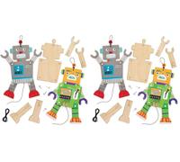 Baker Ross 4 Marionnettes en Bois Robot AW648 (Lot de 2)