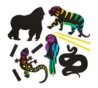 Baker Ross Aimants Animaux de la Jungle à gratter (Lot de 12) - Loisirs créatifs pour Enfants