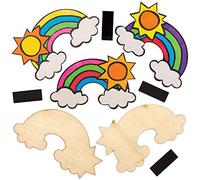 Baker Ross Aimants en Bois motif Arc en Ciel - Lot de 10, Activités Manuelles pour Enfants (AT741)