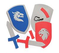 Baker Ross AR456 Kit de Bricolage créatif avec 2 lots d’une Epée et d’un Bouclier en Caoutchouc Mousse pour Enfant Blanc