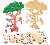 Baker Ross Arbre en Bois motif Animaux de la Jungle - Lot de 2, Loisirs Créatifs pour les Enfants (FC917)